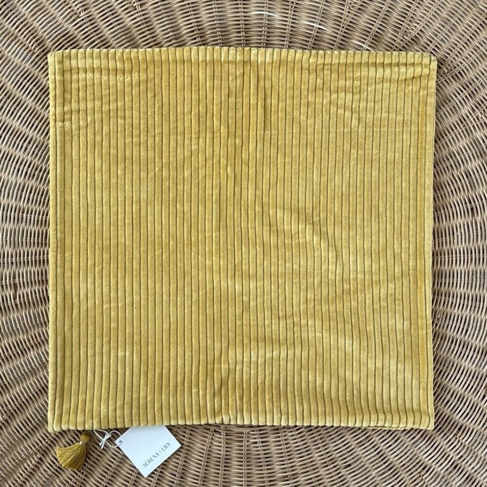 NEW Serena & Lily Corduroy Pillow Cover (22” SQ)-Ochre Yellow